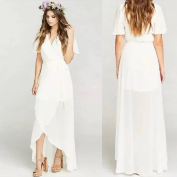 Show Me Your MuMu Dresses & Skirts - Show Me Your Mumu White Sophia Wrap Dress Size Medium New